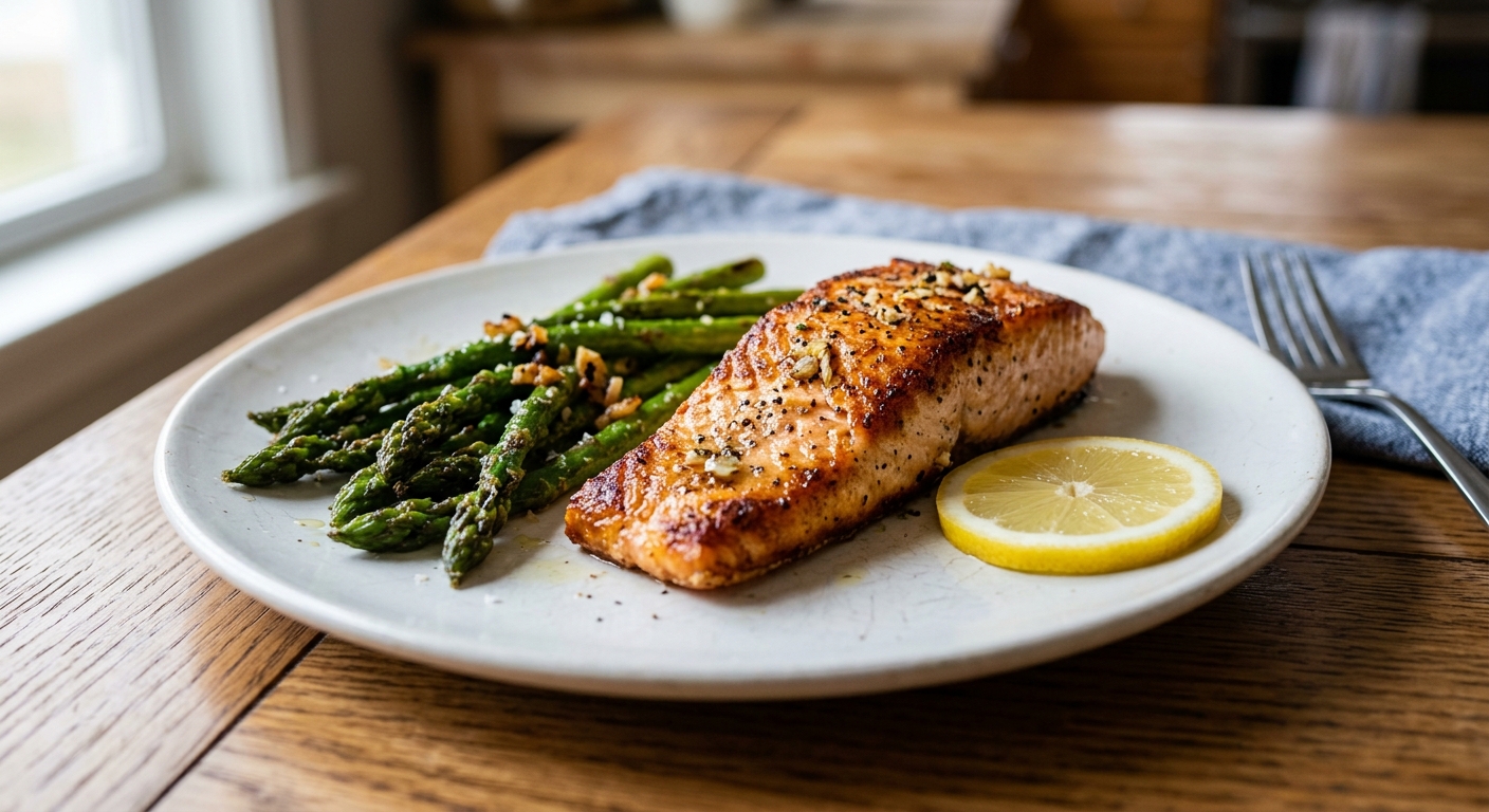 Pan-Seared Lemon Garlic Salmon with Asparagus