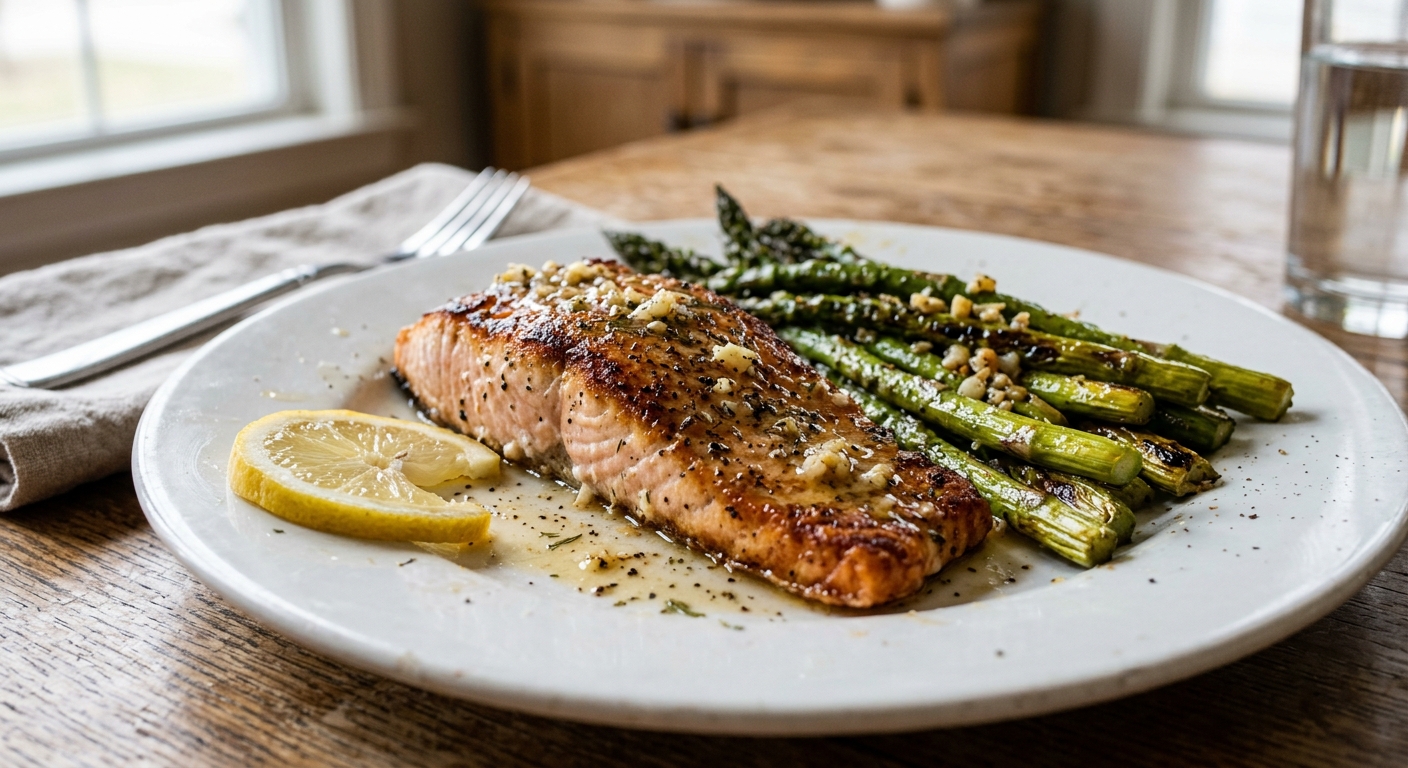 Lemon Garlic Butter Salmon and Asparagus Sheet Pan