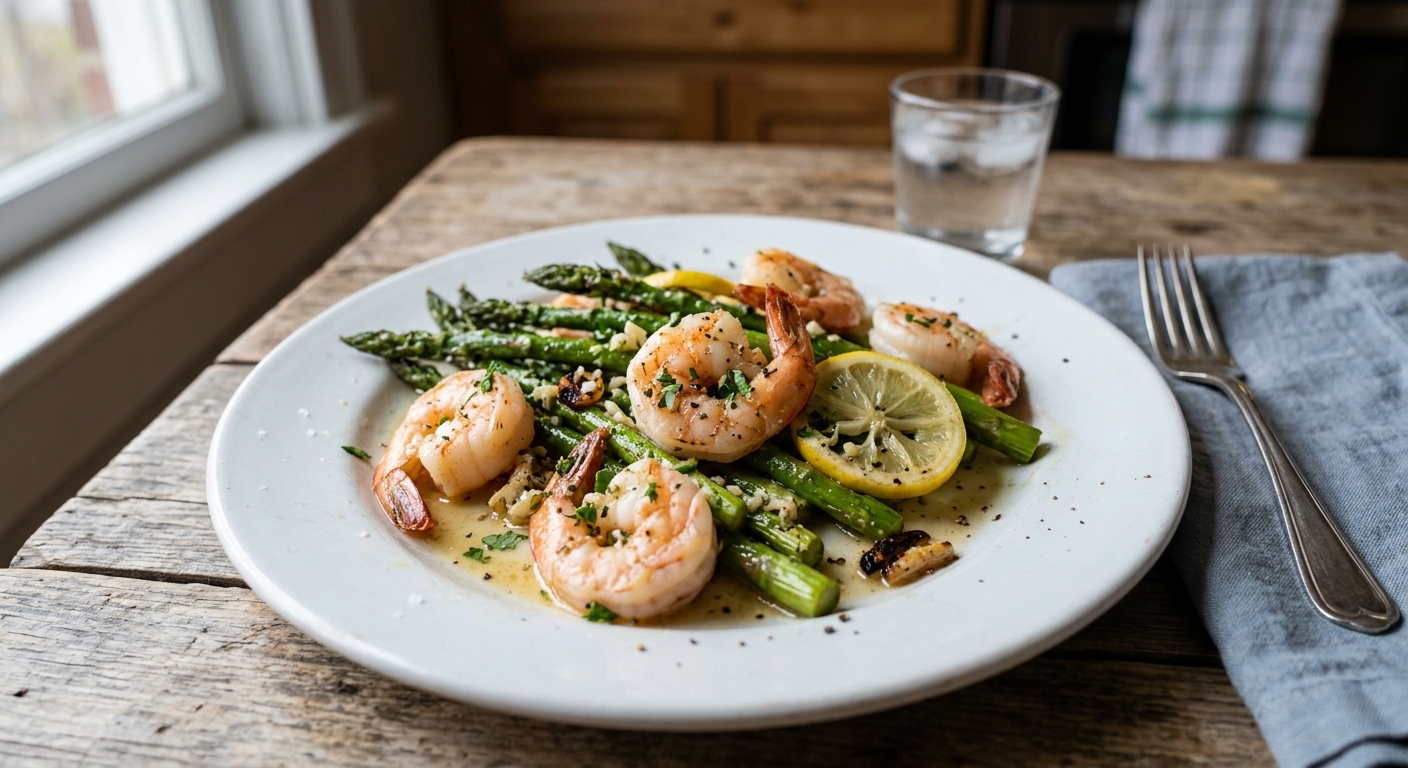 One-Pan Garlic Butter Lemon Shrimp and Asparagus