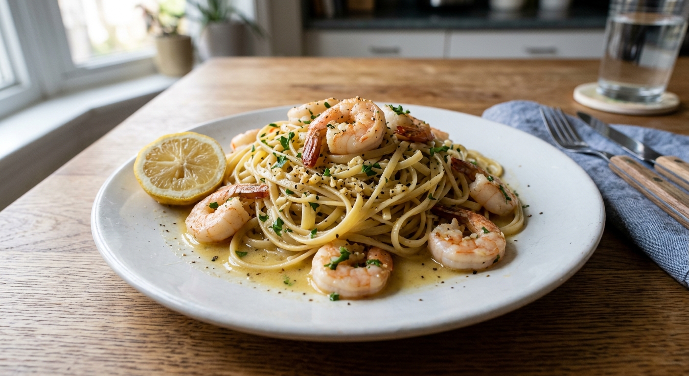 Lemon Garlic Butter Shrimp Pasta