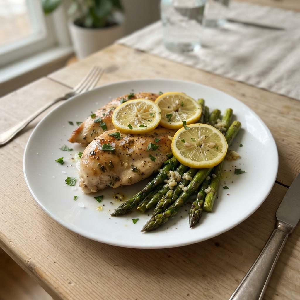 One-Pan Lemon Garlic Chicken and Asparagus