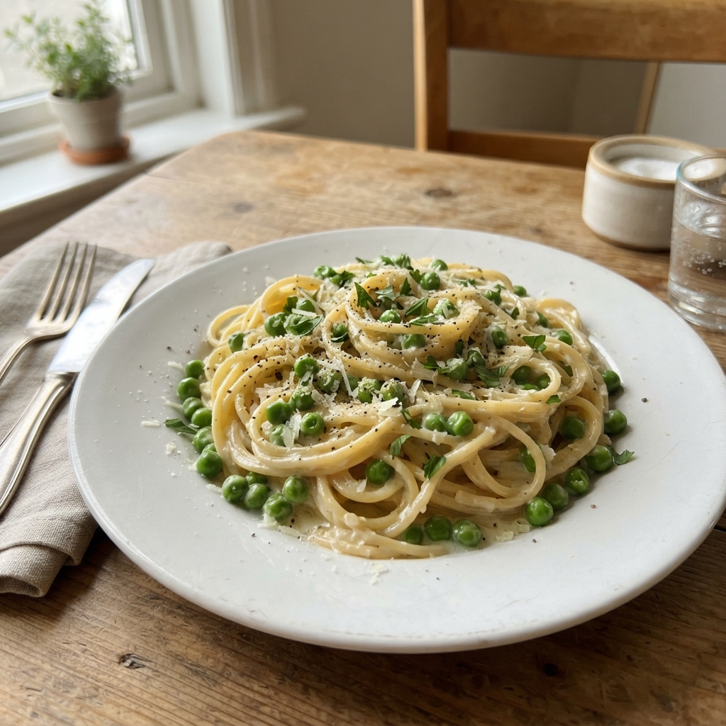 One-Pan Garlic Butter Pasta with Peas