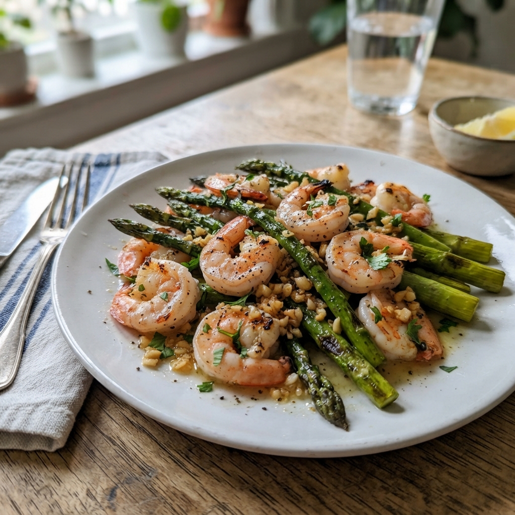 One-Pan Garlic Butter Lemon Shrimp and Asparagus