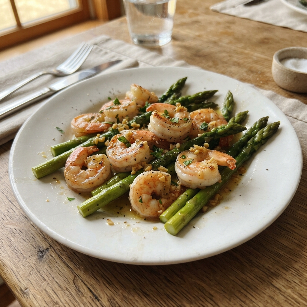One-Pan Garlic Butter Shrimp and Asparagus