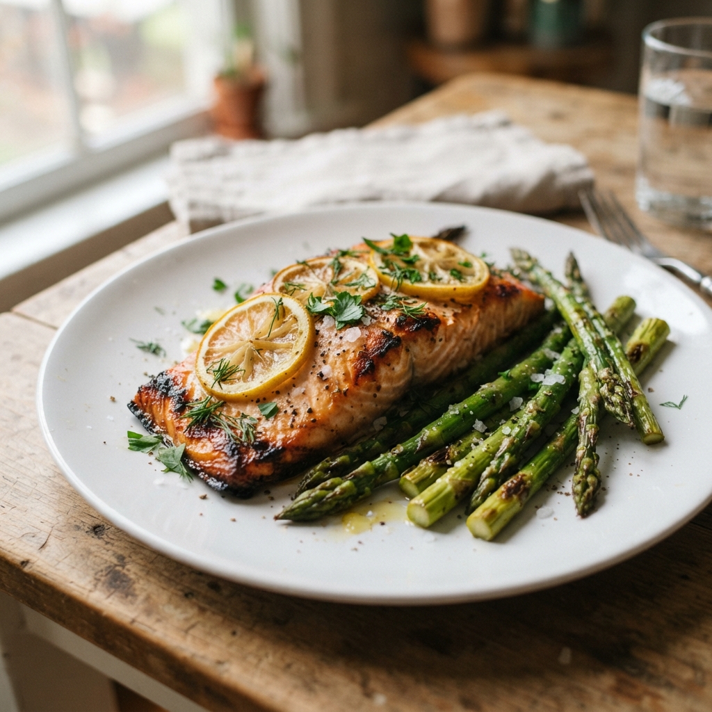 Lemon Herb Sheet Pan Salmon and Asparagus