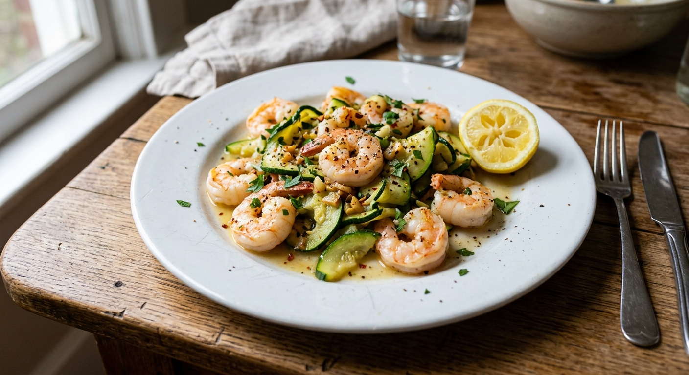 Lemon Garlic Shrimp and Zucchini Skillet