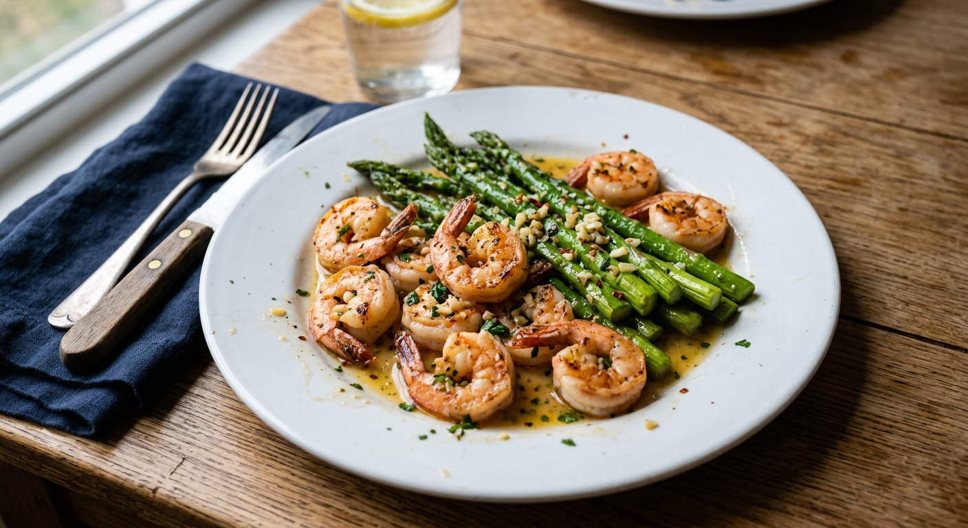 One-Pan Garlic Butter Shrimp and Asparagus