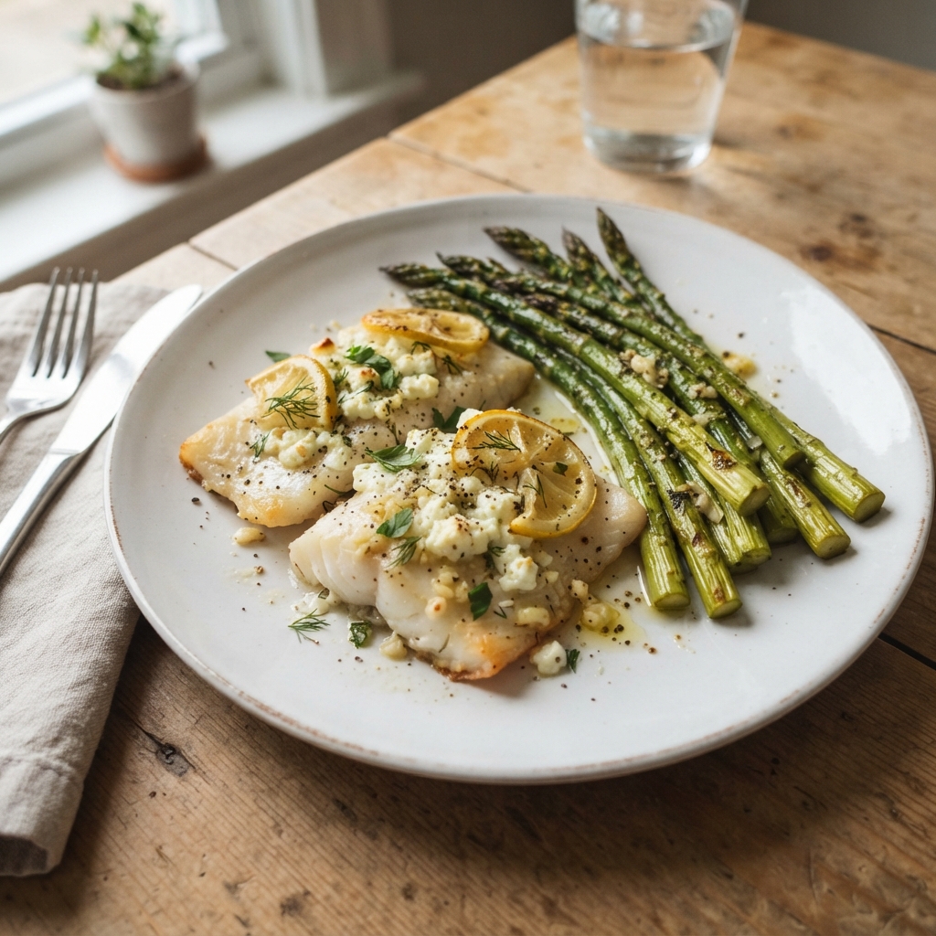 One-Pan Mediterranean Lemon Herb Fish and Asparagus