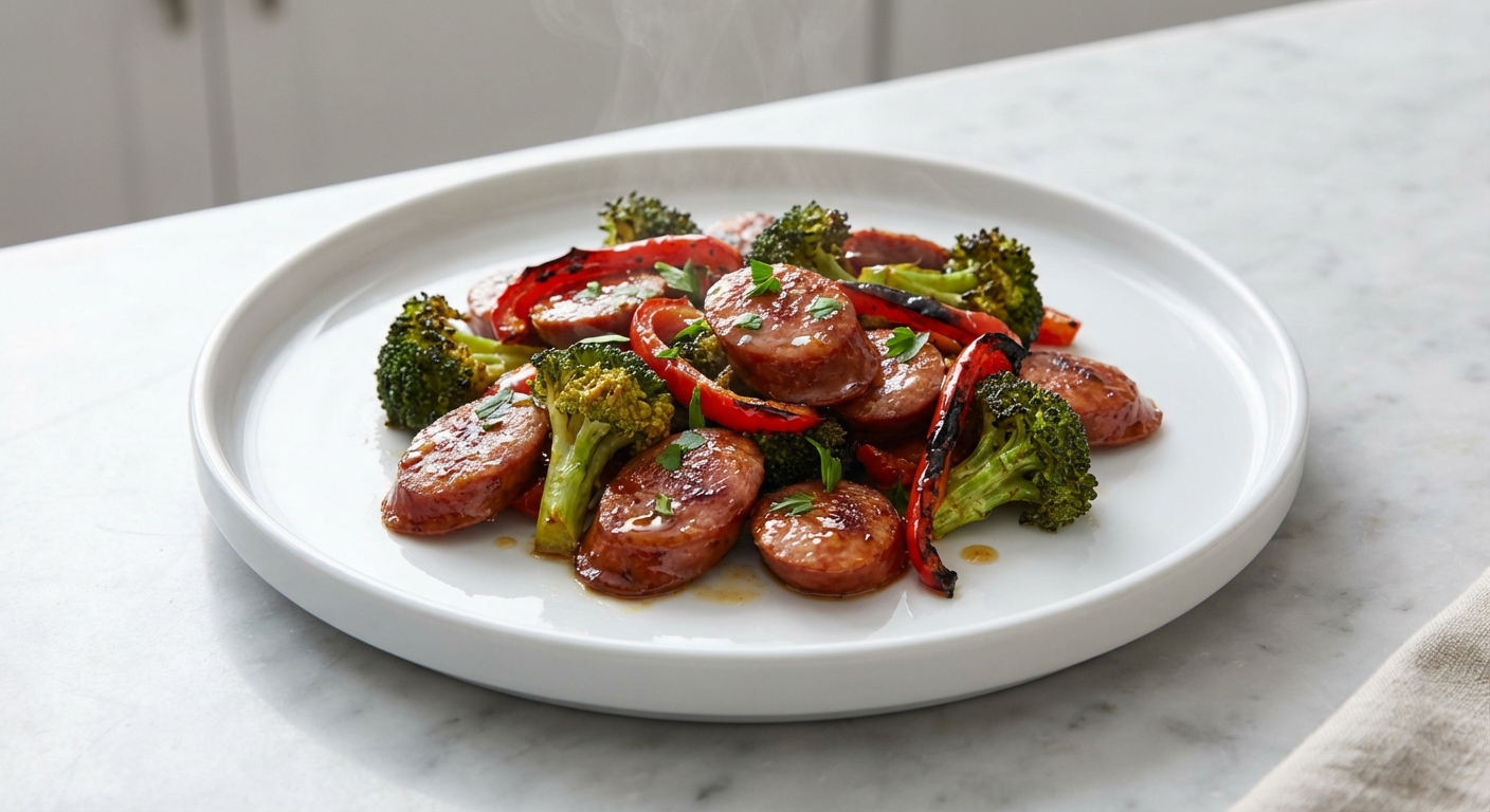 Sheet Pan Honey-Garlic Sausage and Veggie Roast