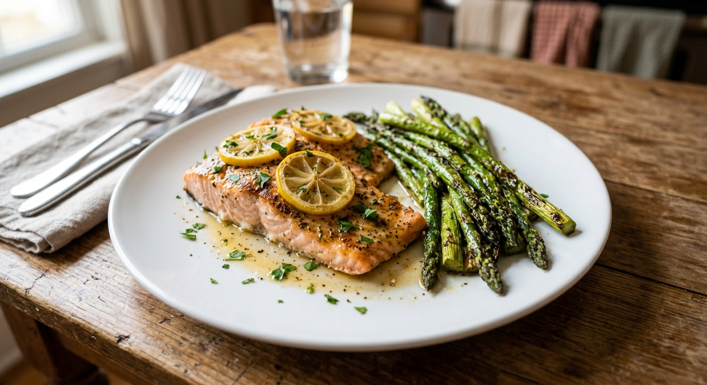 One-Pan Garlic Butter Lemon Salmon and Asparagus