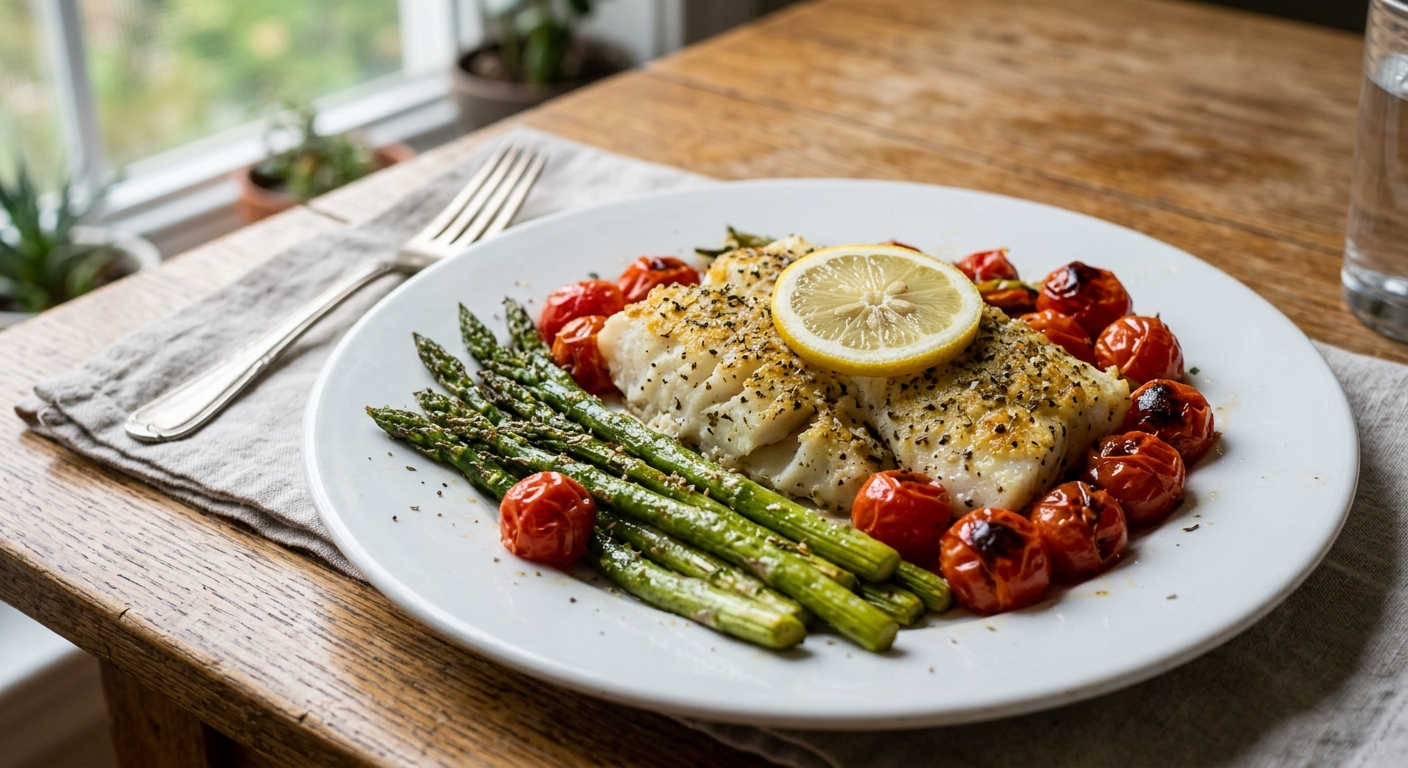 One-Pan Lemon Herb White Fish and Asparagus