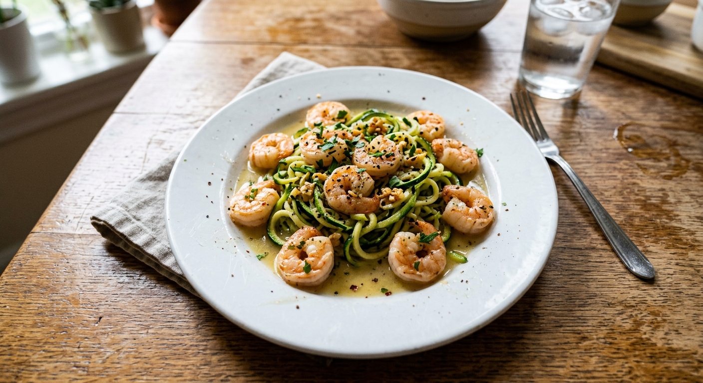 Lemon Garlic Butter Shrimp with Zucchini Noodles