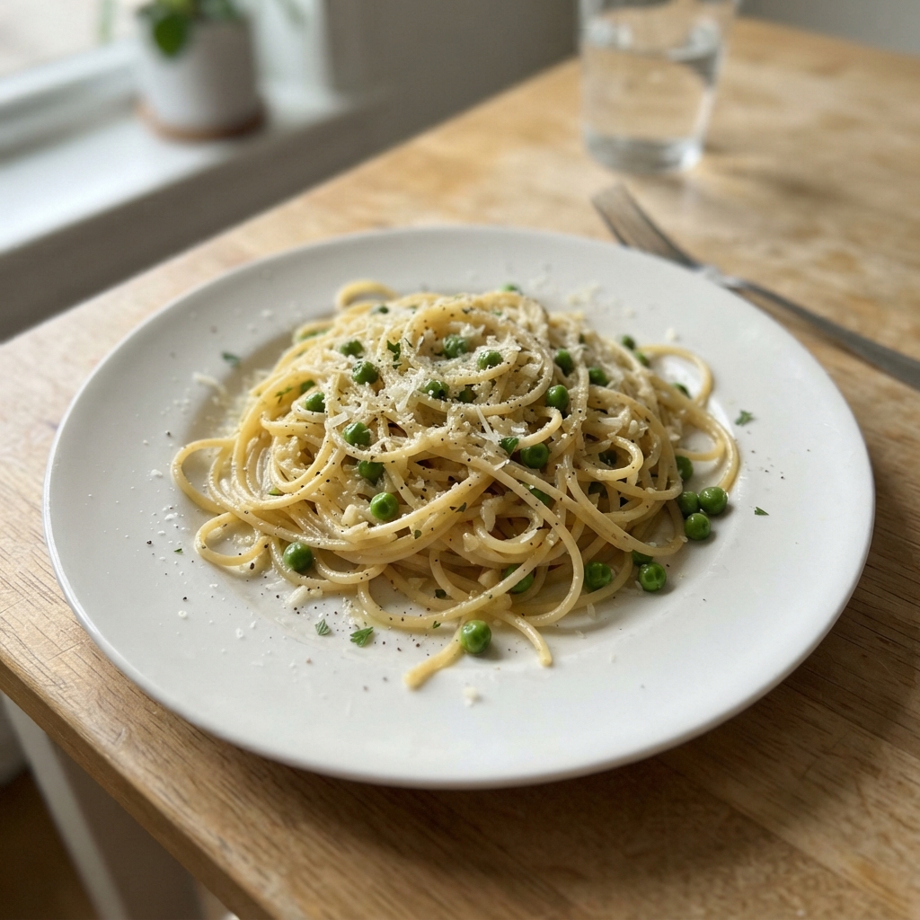One-Pot Garlic Butter Pasta with Peas