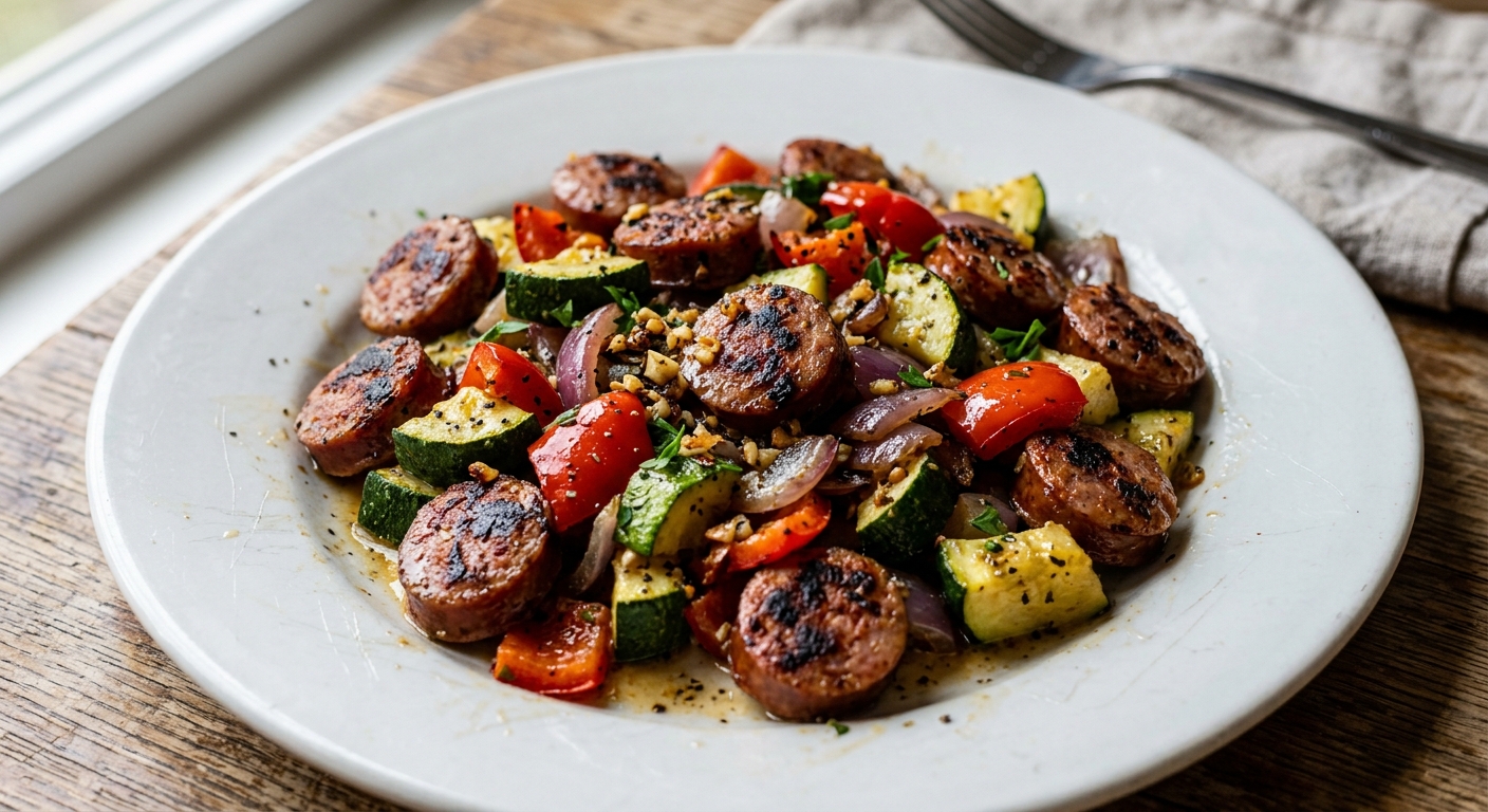 One-Pan Garlic Butter Sausage and Veggies