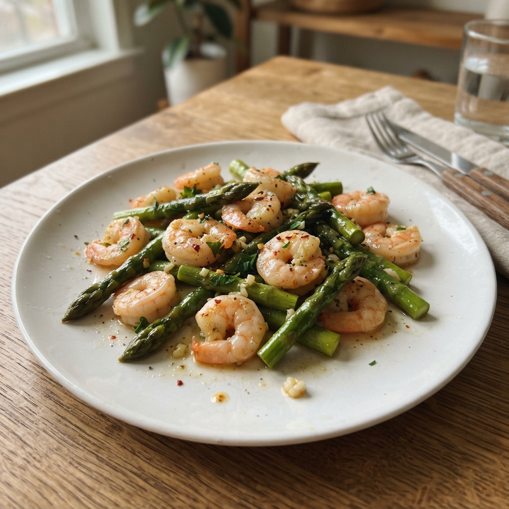 One-Pan Garlic Butter Shrimp and Asparagus