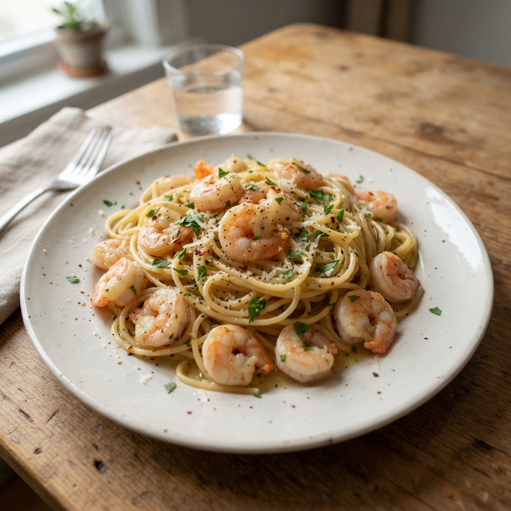 Quick One-Pan Garlic Butter Shrimp Pasta