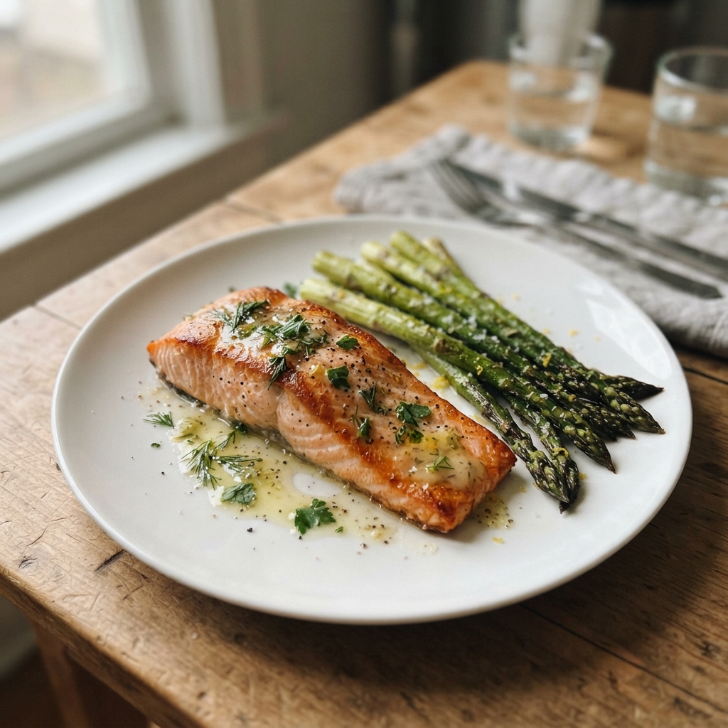 One-Pan Lemon Garlic Butter Salmon and Asparagus
