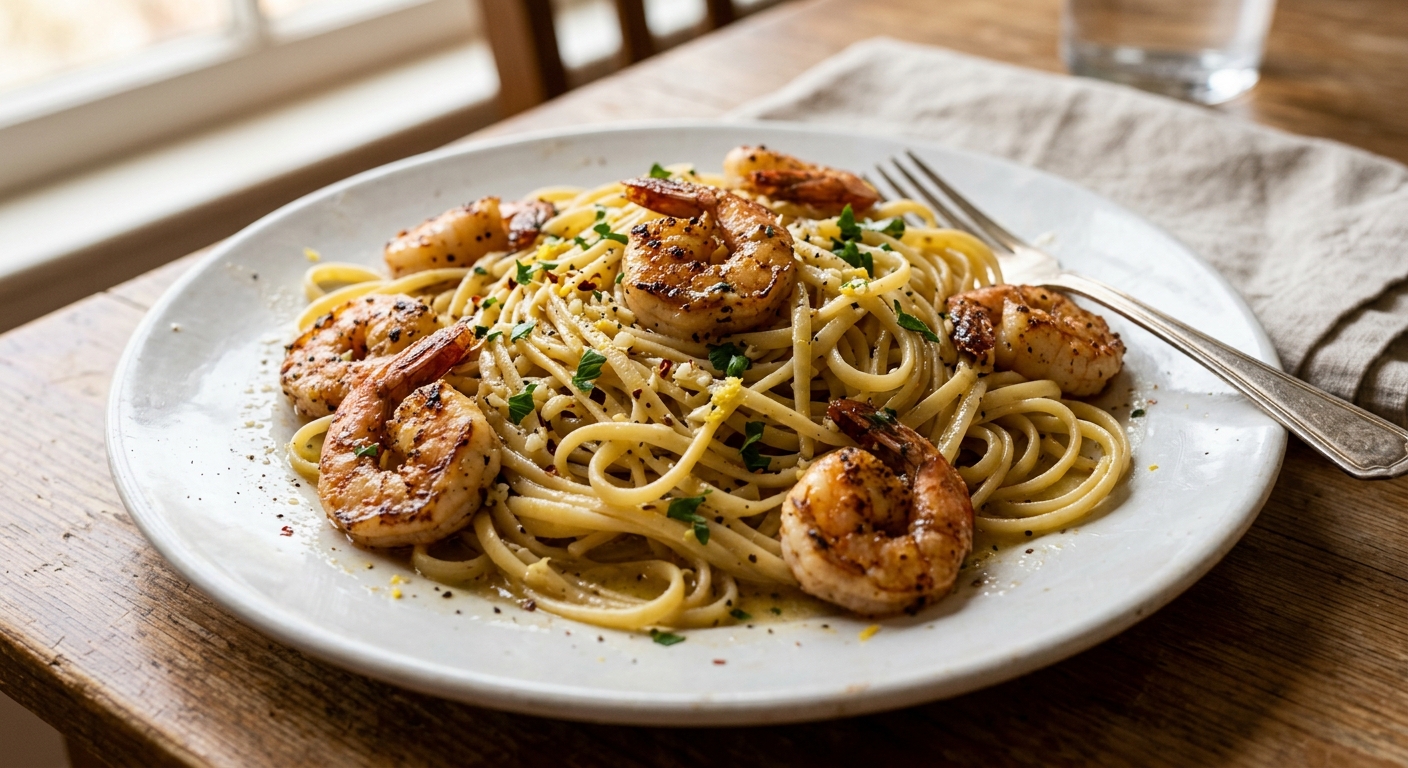 Lemon Garlic Butter Shrimp Pasta