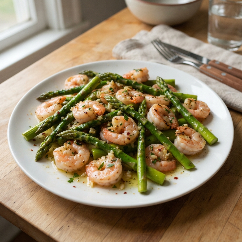 One-Pan Garlic Butter Shrimp and Asparagus