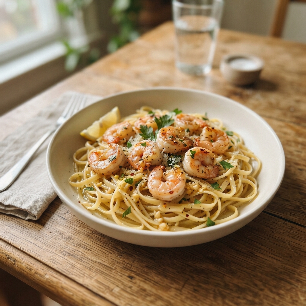 Garlic Butter Lemon Shrimp Pasta