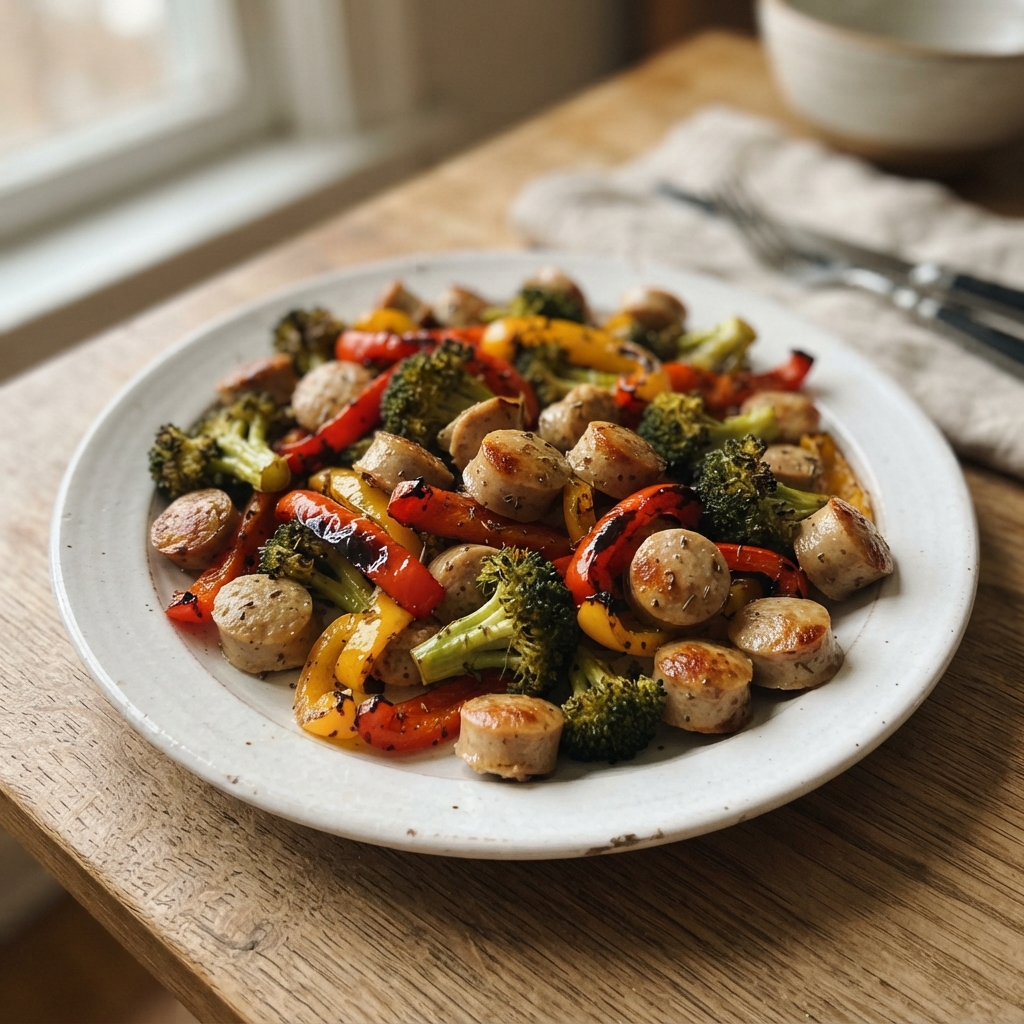 Sheet Pan Roasted Vegetable and Sausage Bake