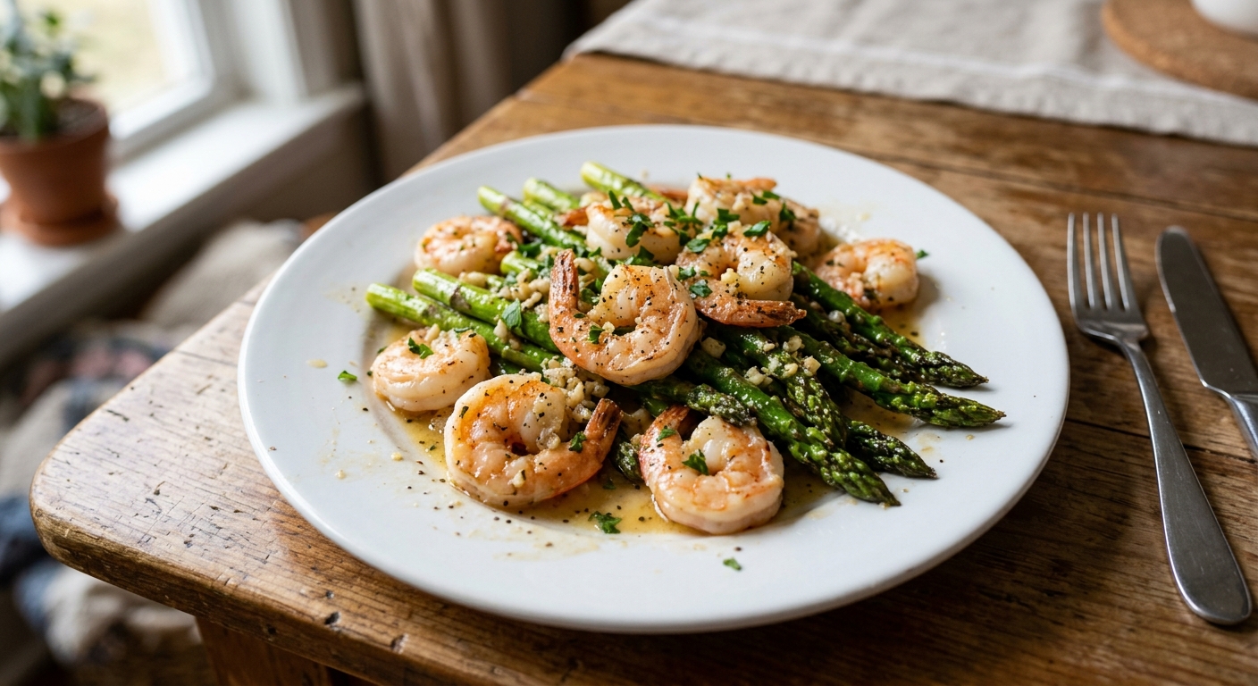 One-Pan Garlic Butter Shrimp and Asparagus