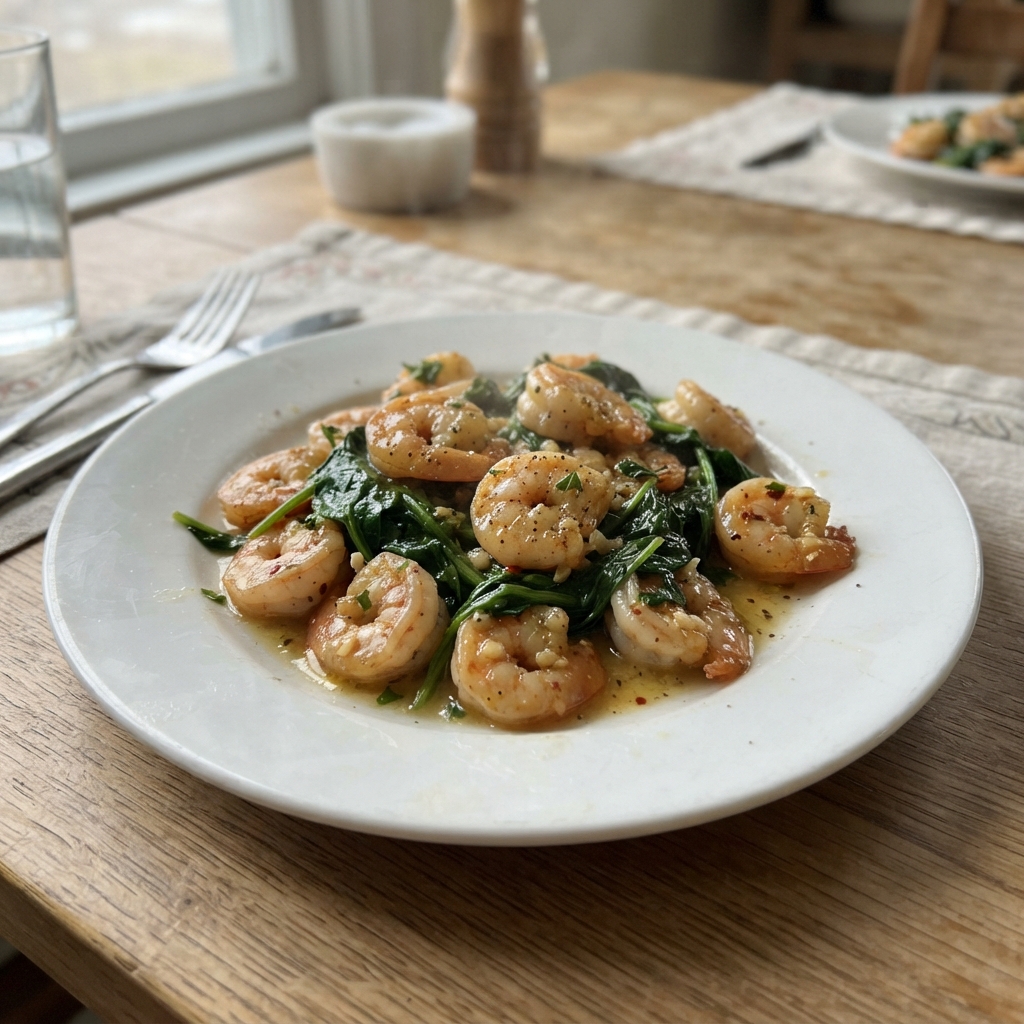 One-Pan Garlic Butter Shrimp and Spinach