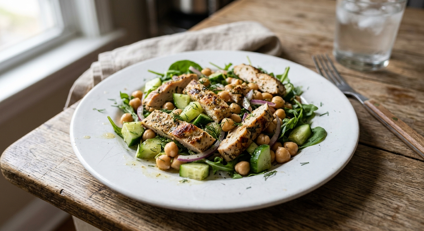 Lemon Herb Grilled Chicken and Chickpea Power Salad