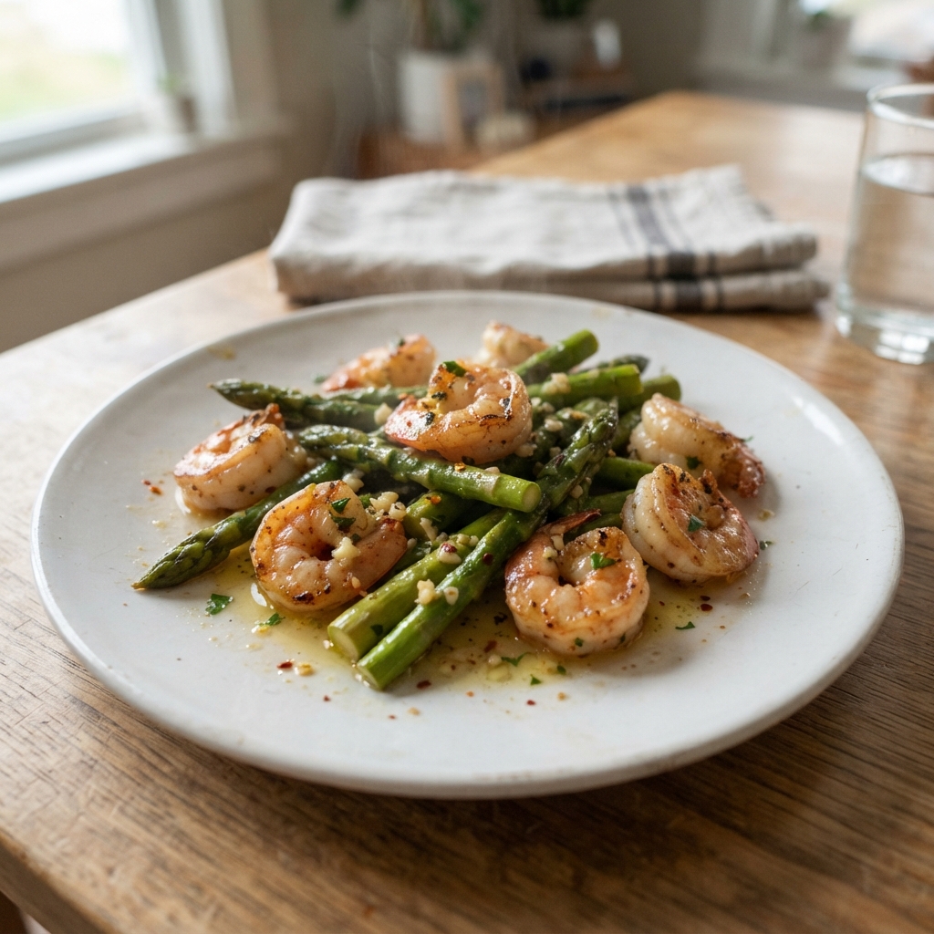 One-Pan Garlic Butter Shrimp and Asparagus