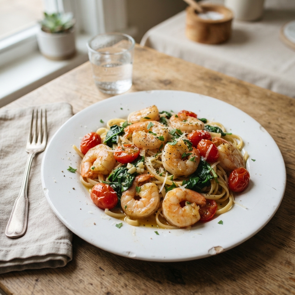 One-Pan Garlic Butter Shrimp and Spinach