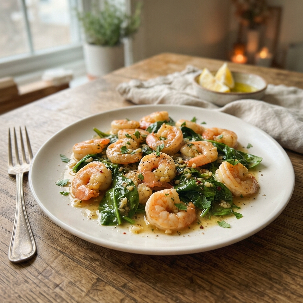 One-Pan Garlic Butter Shrimp and Spinach