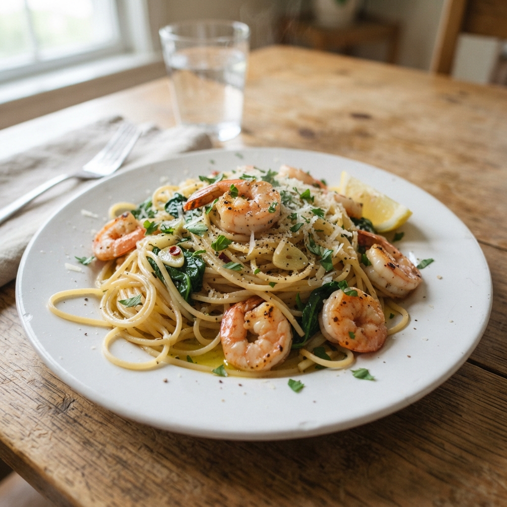 One-Pan Lemon Garlic Shrimp Pasta