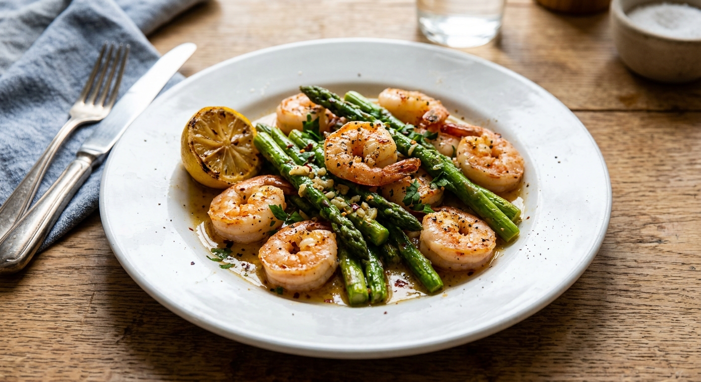 One-Pan Lemon Garlic Butter Shrimp and Asparagus