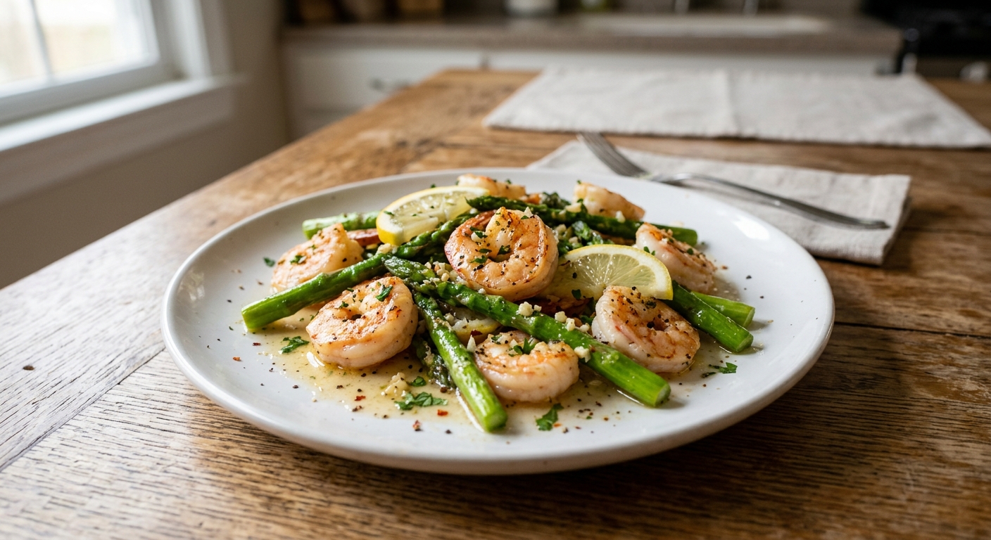 One-Pan Lemon Garlic Butter Shrimp and Asparagus