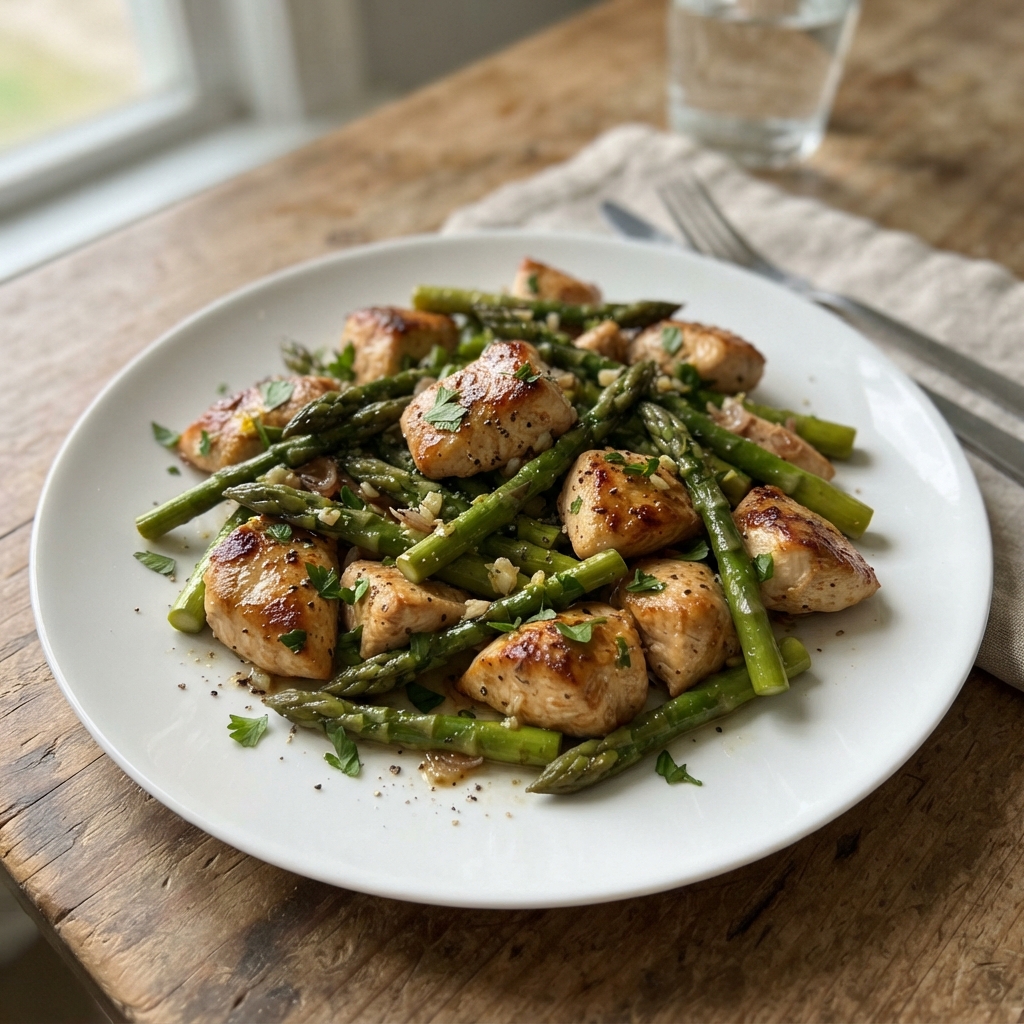 Lemon Herb Chicken and Asparagus Skillet