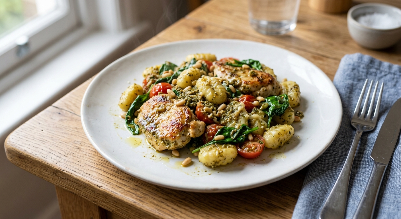 Power-Packed Pesto Chicken and Gnocchi Skillet