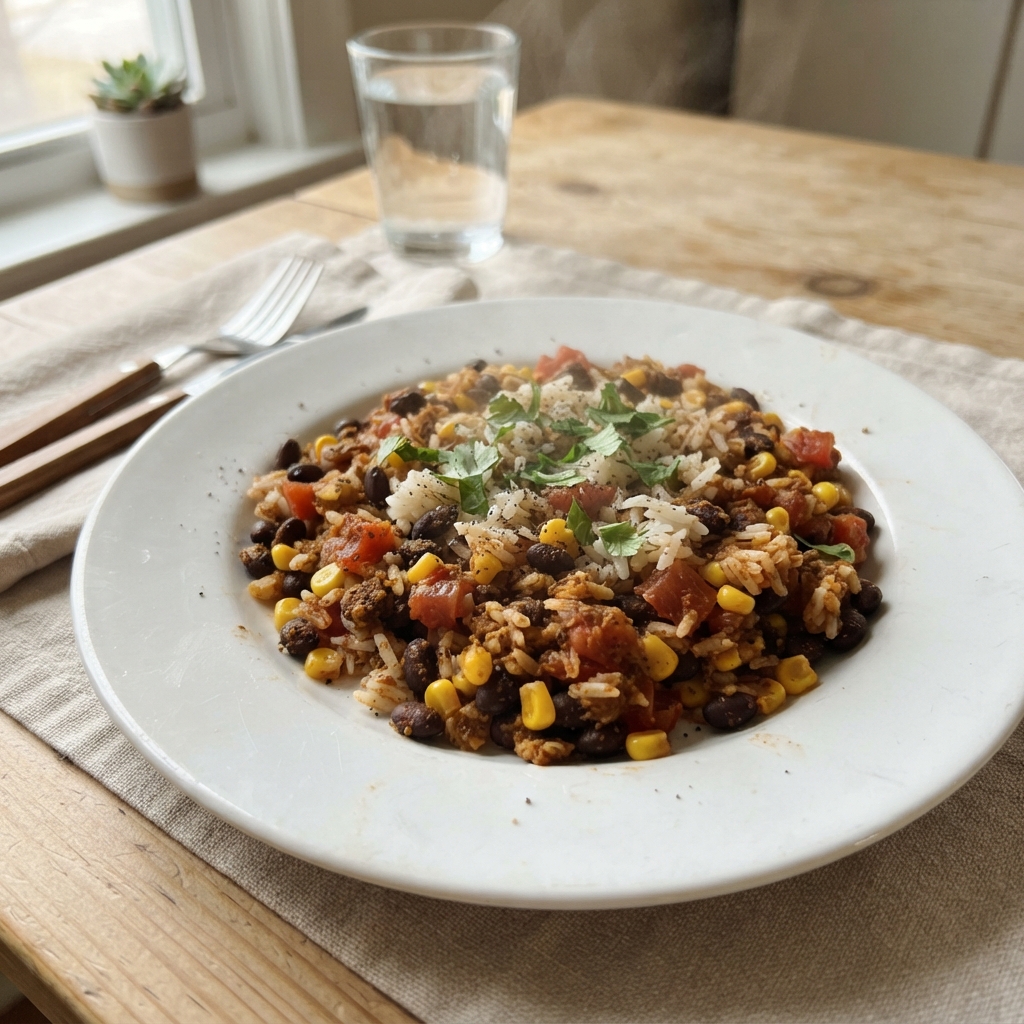 Budget Black Bean and Rice Skillet