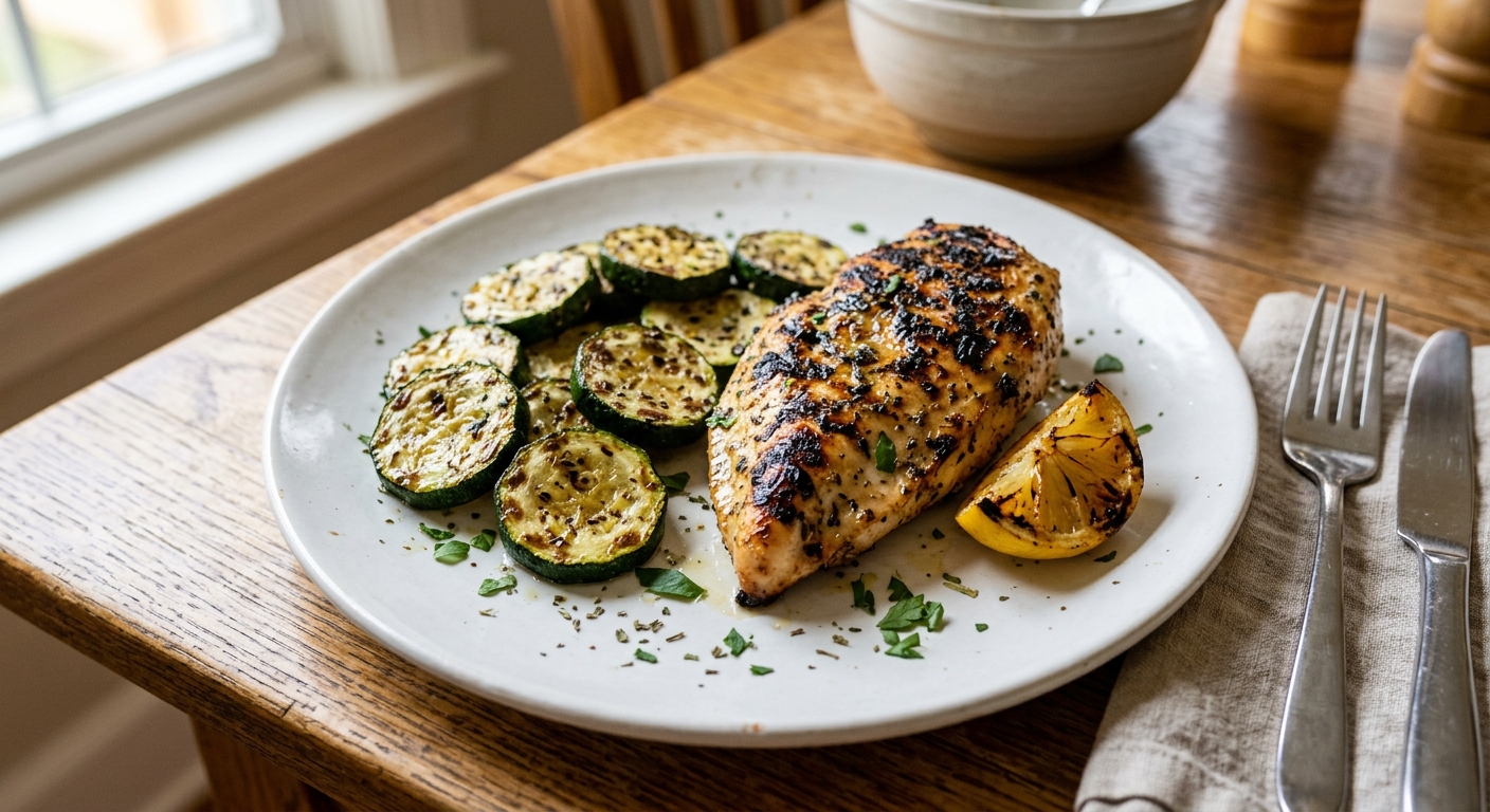 Lemon Herb Grilled Chicken and Zucchini Sheet Pan