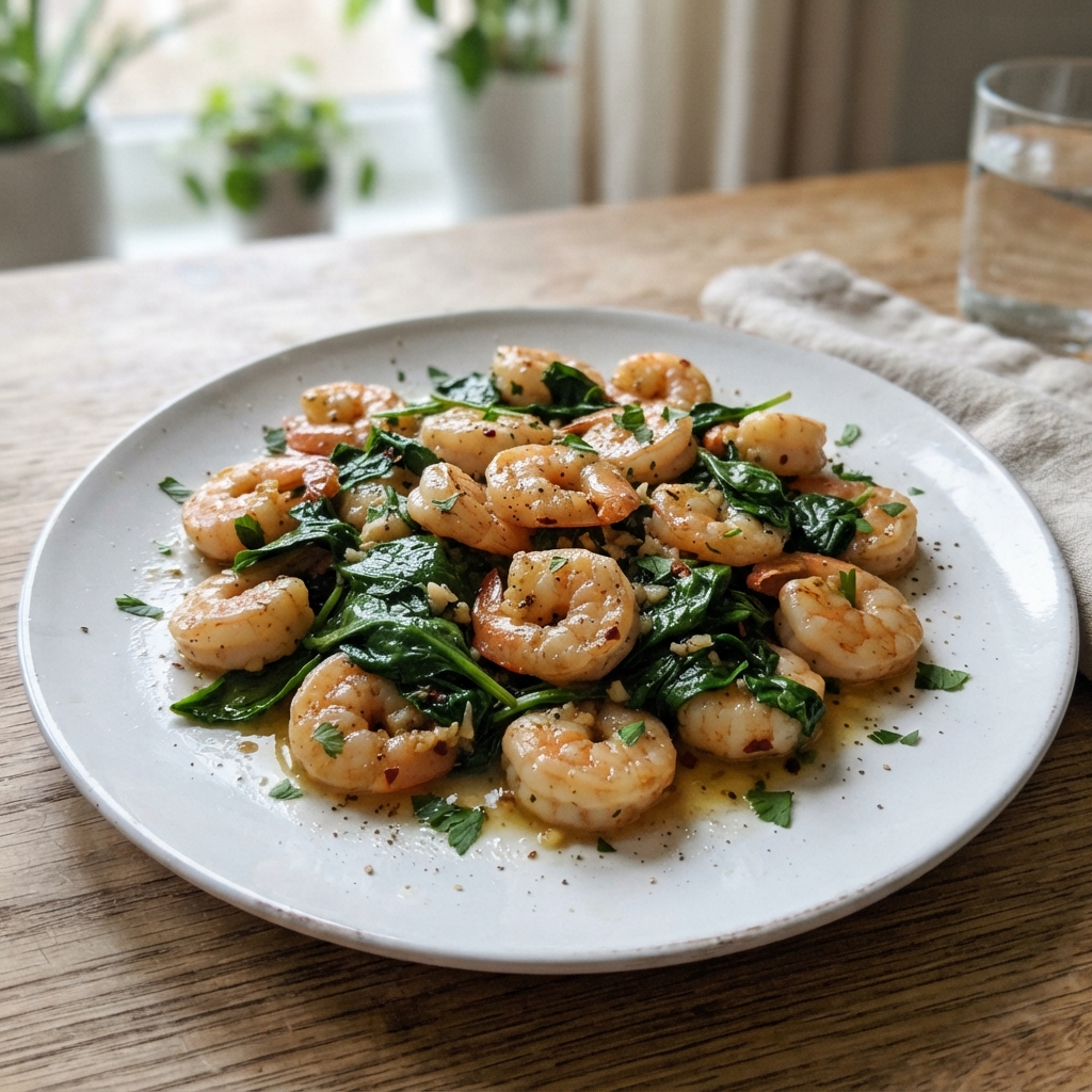 One-Pan Garlic Butter Shrimp and Spinach