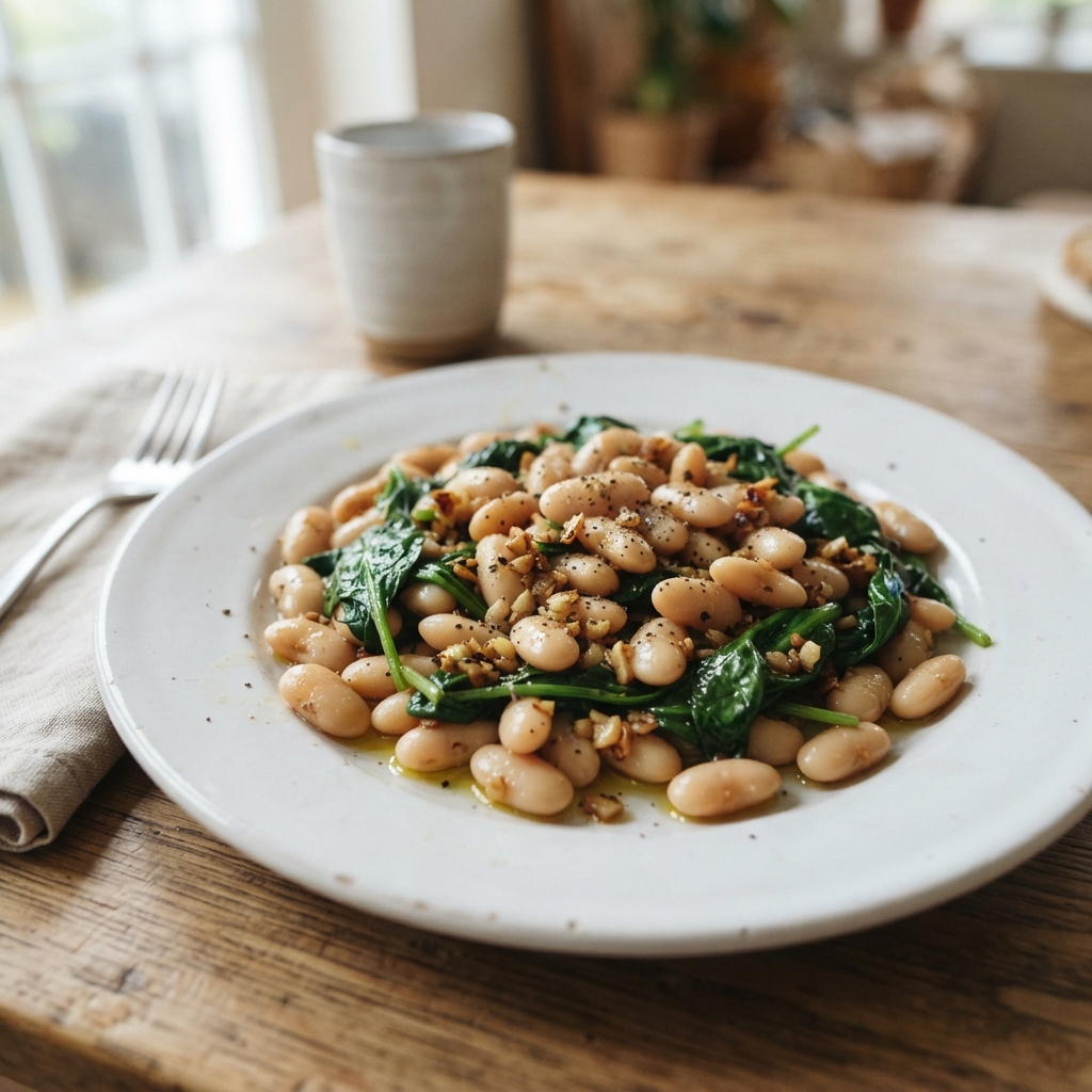 Quick Spinach and White Bean Saute