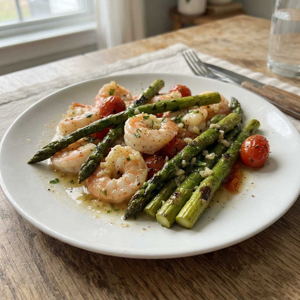 One-Pan Garlic Butter Shrimp and Asparagus