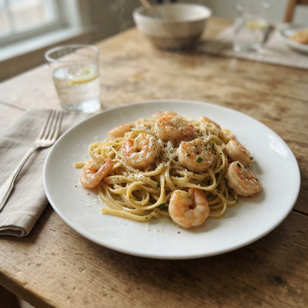 One-Pot Garlic Butter Shrimp Pasta