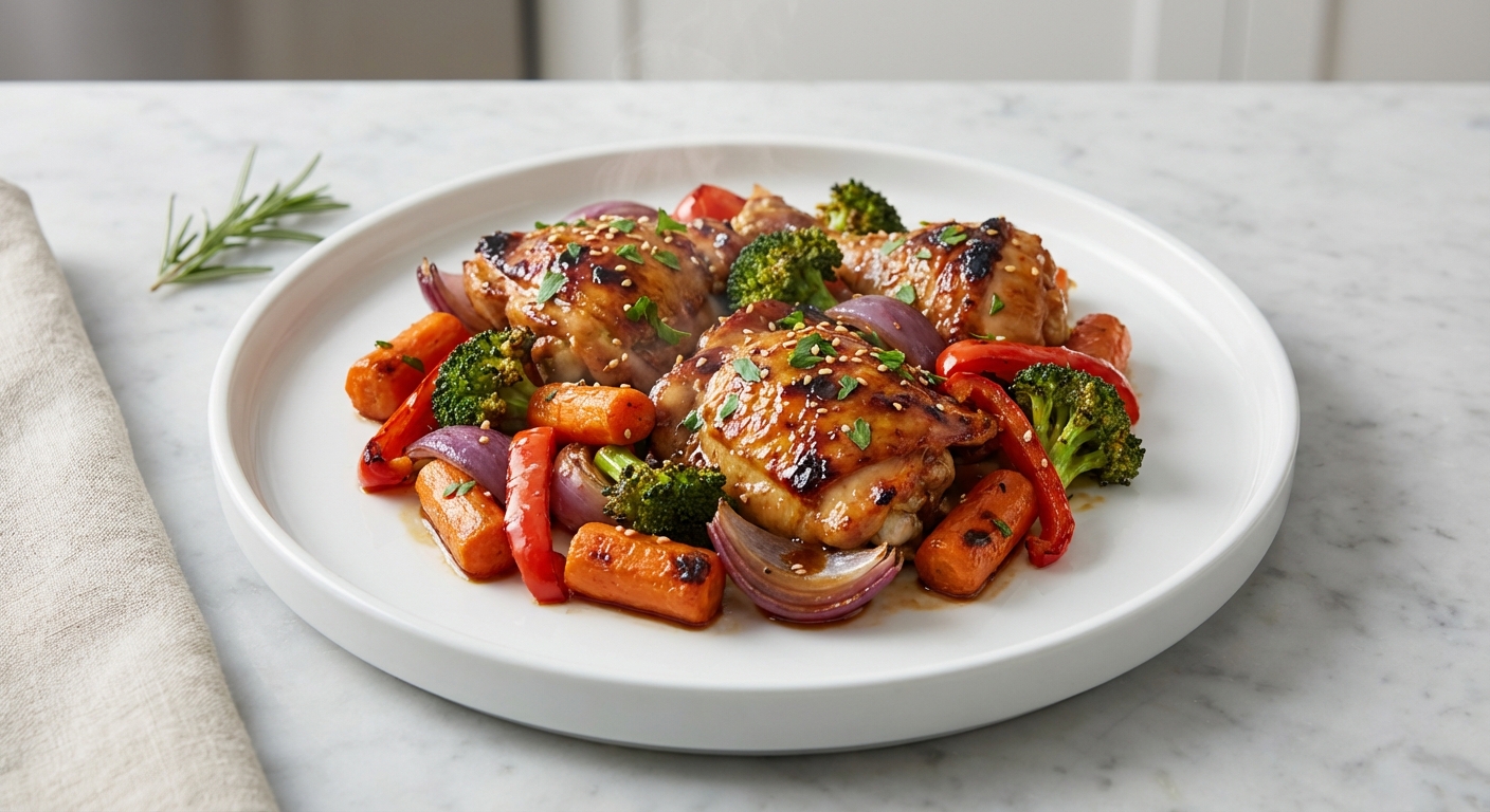 One-Pan Honey Garlic Chicken and Roasted Veggies
