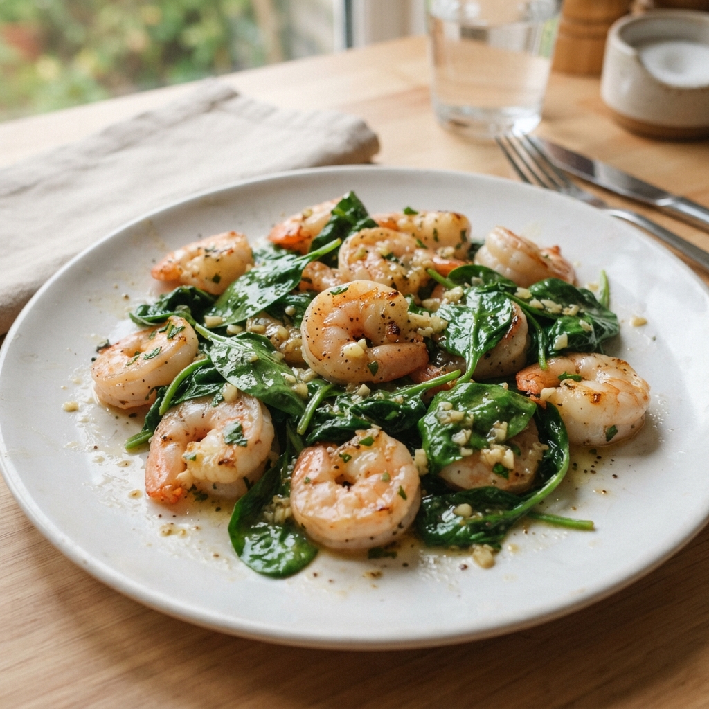 One-Pan Garlic Butter Shrimp and Spinach