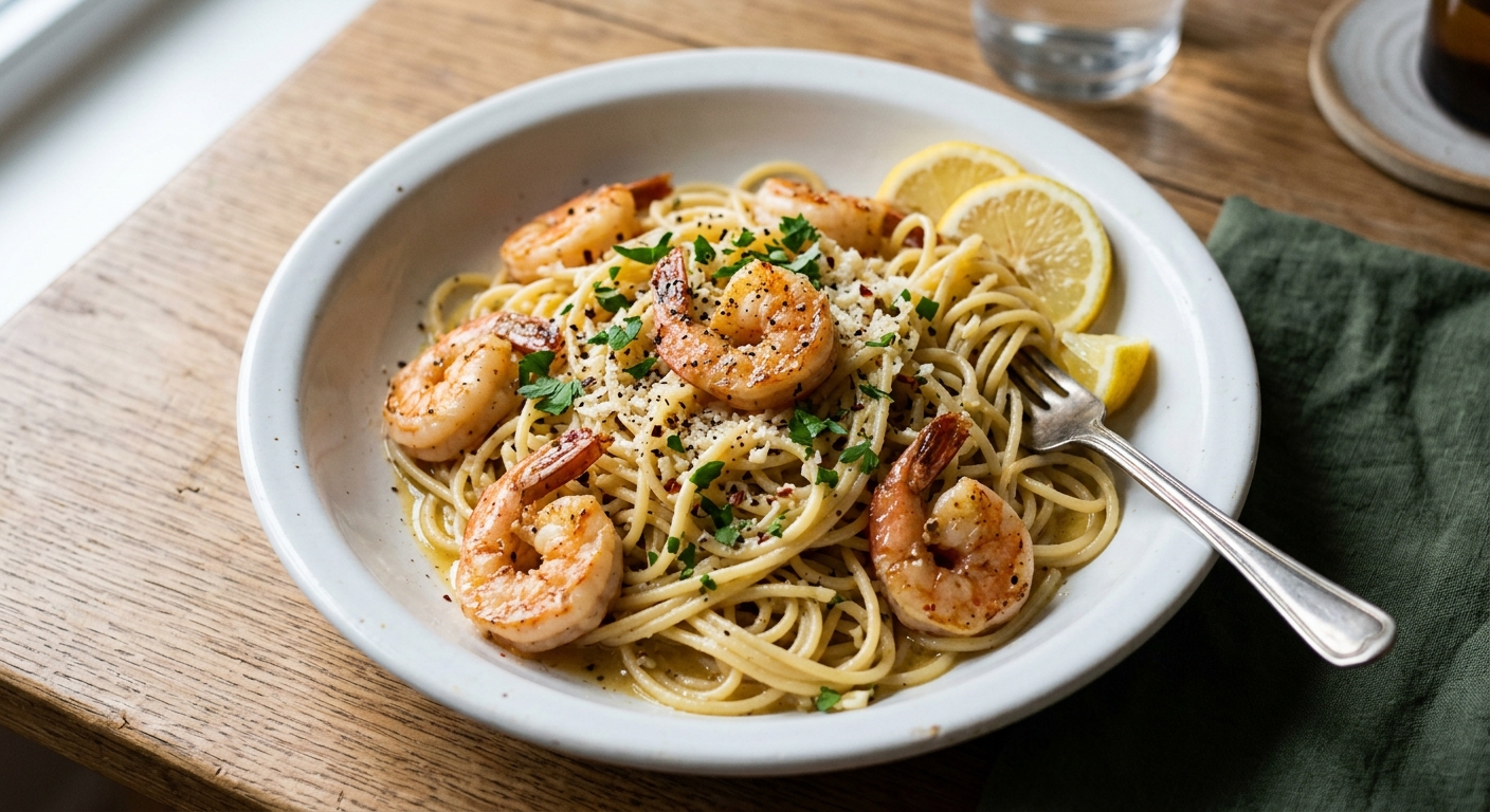 Lemon Garlic Butter Shrimp Pasta