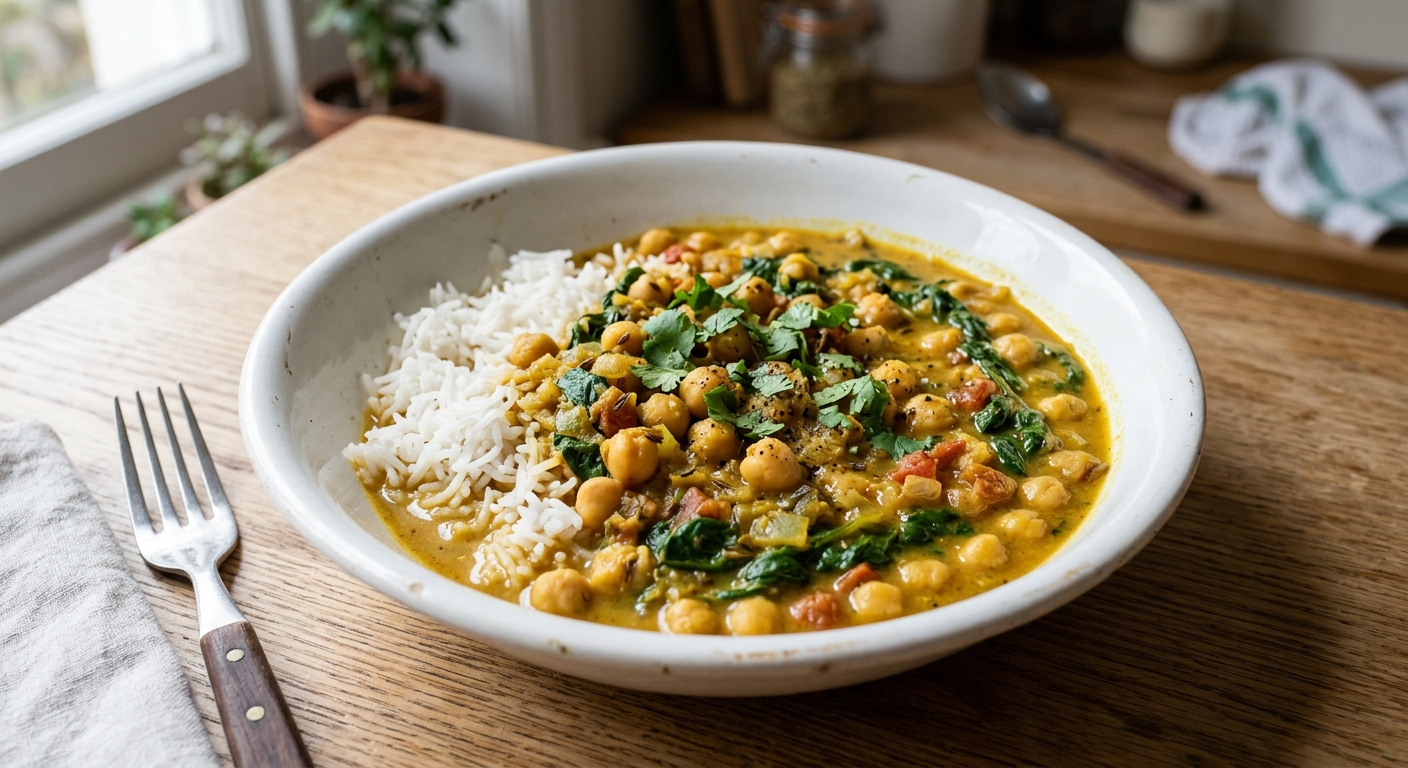 One-Pan Chickpea and Spinach Curry