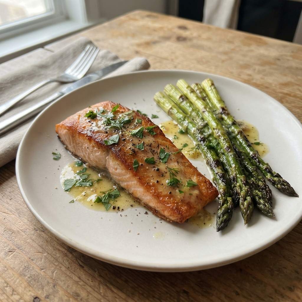 One-Pan Lemon Garlic Butter Salmon and Asparagus
