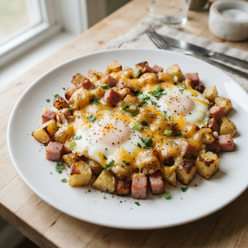 Easy One-Pan Cheesy Egg and Potato Skillet