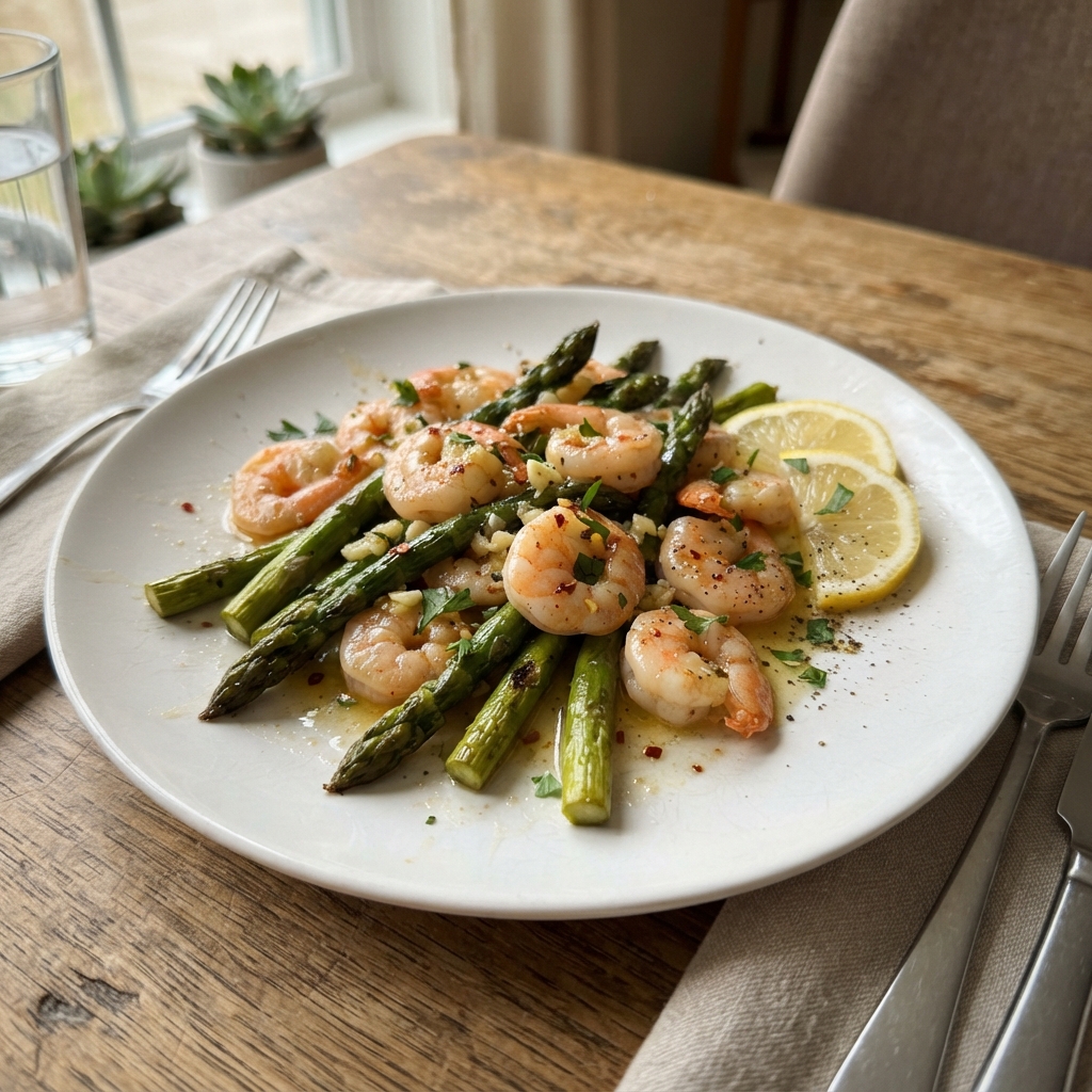 One-Pan Garlic Butter Shrimp and Asparagus