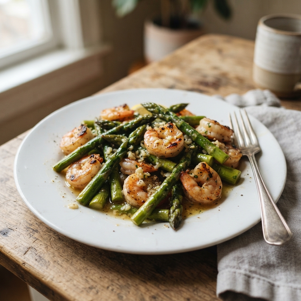 One-Pan Garlic Butter Shrimp and Asparagus